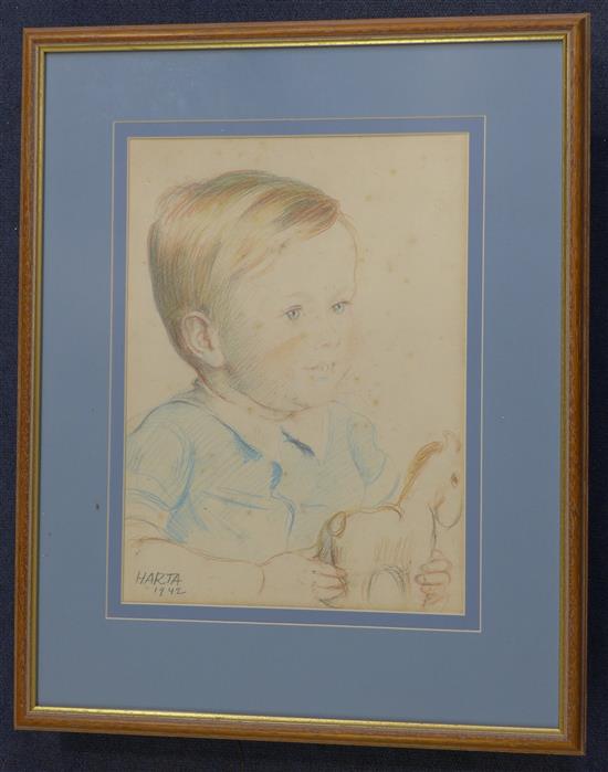 Felix A. Harta (1884-1968) Portrait of a child, 15 x 11in.